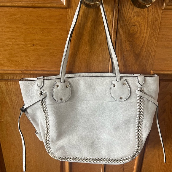 Coach 1941 Whiplash Tatum Leather Chalk White And Gold Rivets Shoulder Tote Bag - Picture 3 of 7